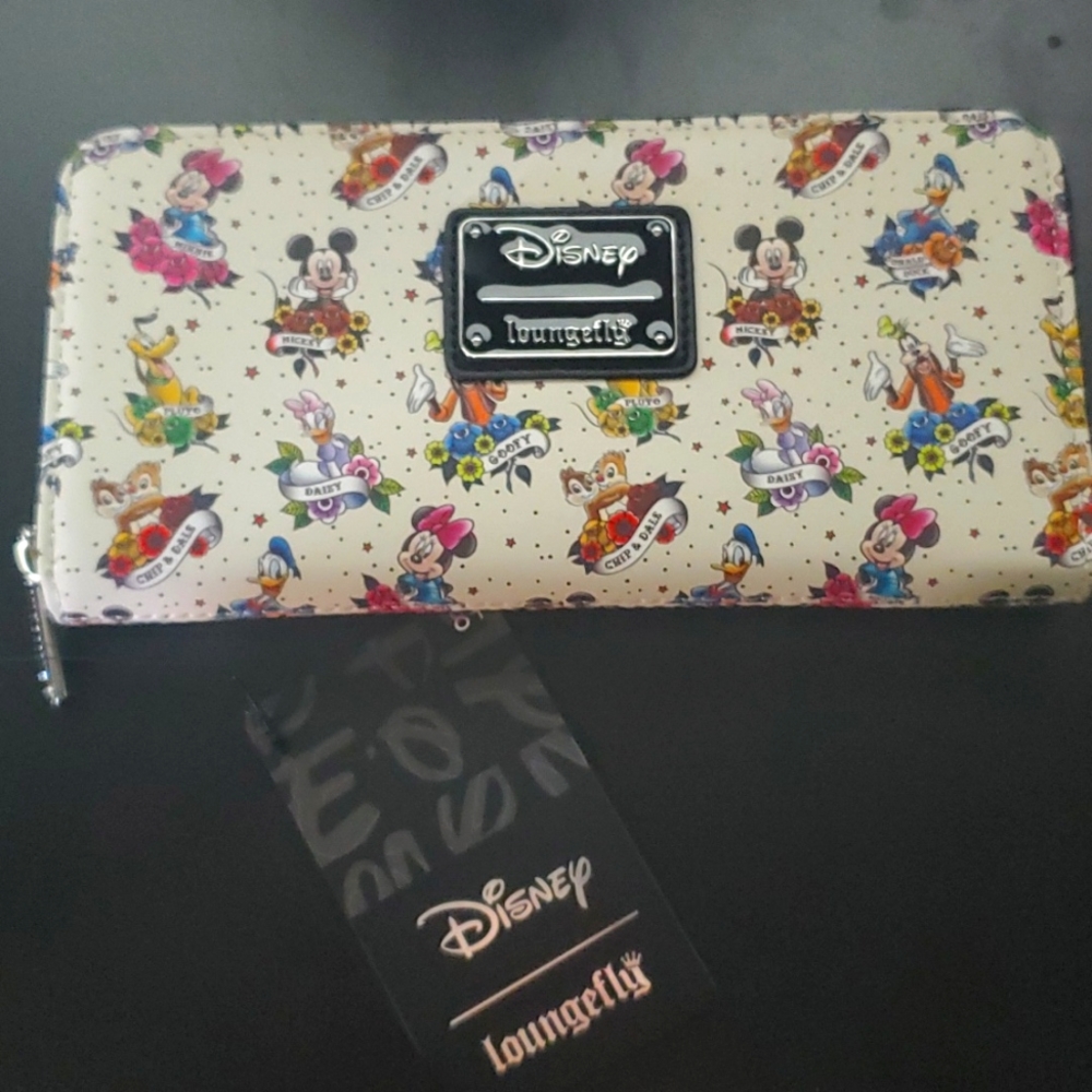 NWT Disney Loungefly Mickey & Friends Tattoo Wallet